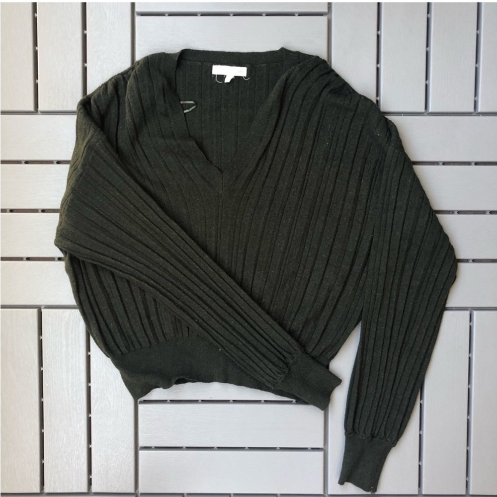 Oversized V-Neck Green Sweater